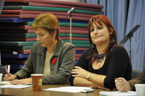 NDP Health Critic France Gelinas with OPSEU's Sara Labelle.