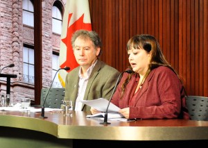 OPSEU's Rick Janson joins OHC Director Natalie Mehra for the release of the coalition's "Austerity Index."