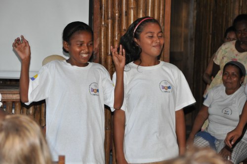 Children participate in a "cultural presentation" at AMICA.