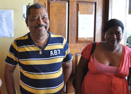 The Mayor of Puerto Cabezas (left) cuts out of class to greet us.