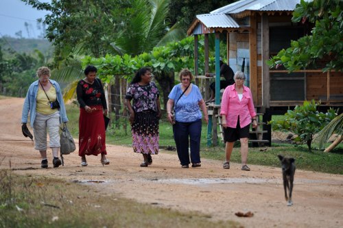 Walking together to lunch after the meeting.