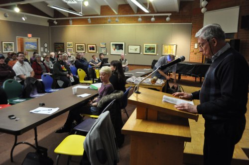 Carleton University's Hugh Armstrong speaks about P3s in Kingston March 4.