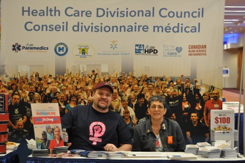 Sector Chairs Ed Arvelin (Mental Health) and Joan Coradetti (Long Term Care) at the HCDC Table.