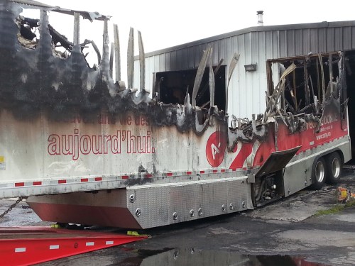Photograph: A fire destroyed this  blood service mobile unit over the summer. Amid the lowest inventory levels in six years, CBS executives have decided not to replace it or the 7500 units of blood it collects annually.