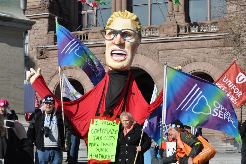 Picture of large 12 foot tall Kathleen Wynne Puppet.